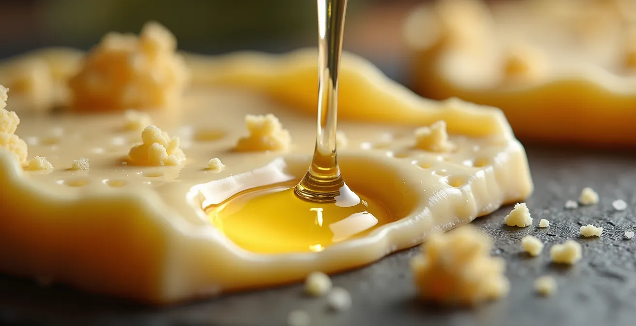 Gros plan sur un accord entre vin blanc et fromage de chèvre montrant le contraste des textures