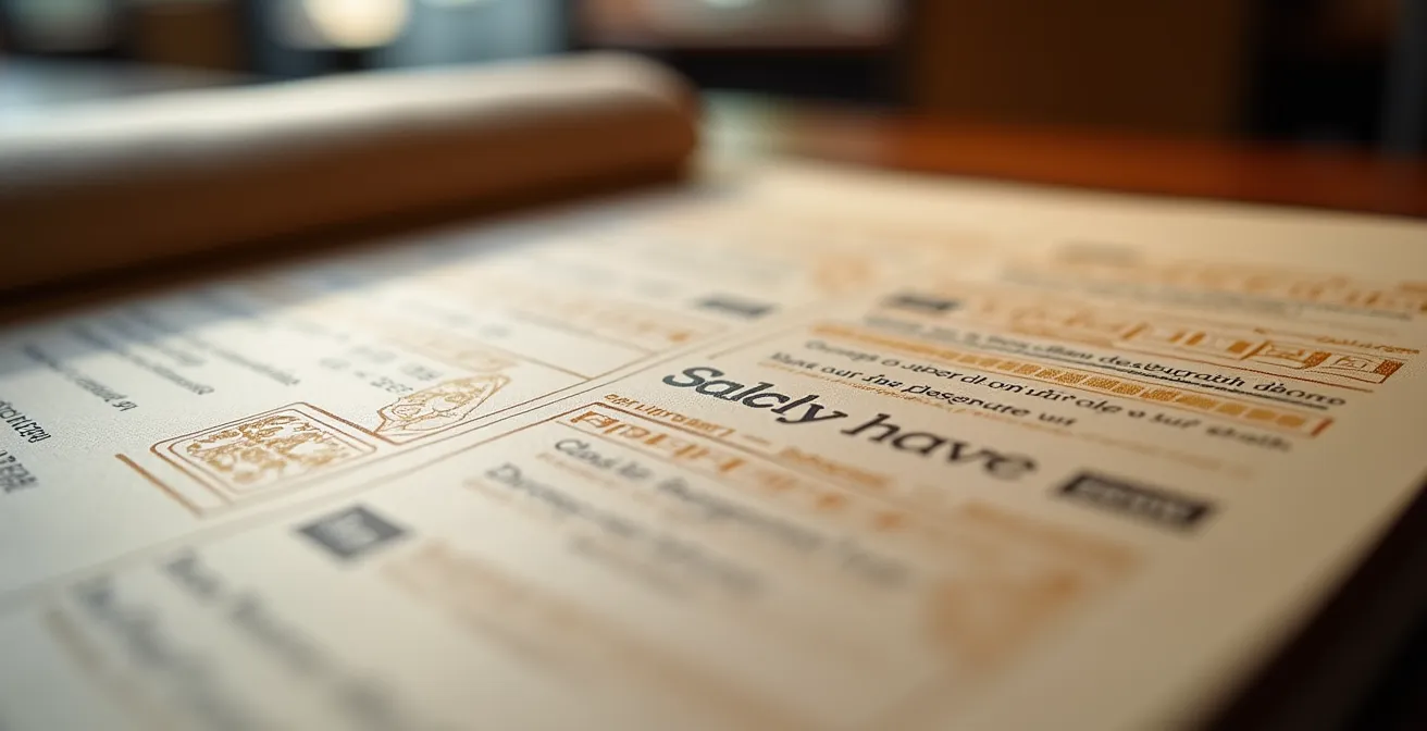 Vue macro d'une carte de restaurant montrant les zones stratégiques de placement des plats