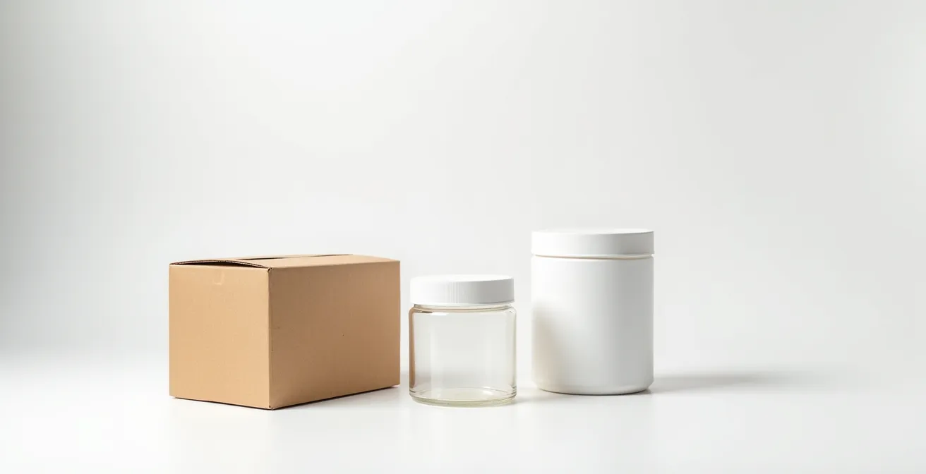 Composition épurée d'emballages vides sur fond neutre